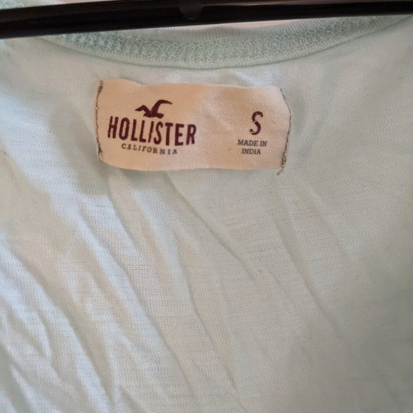 Hollister Lace Light Turquoise Top with Tassels and 3/4 Length Sleeves - Picture 6 of 7